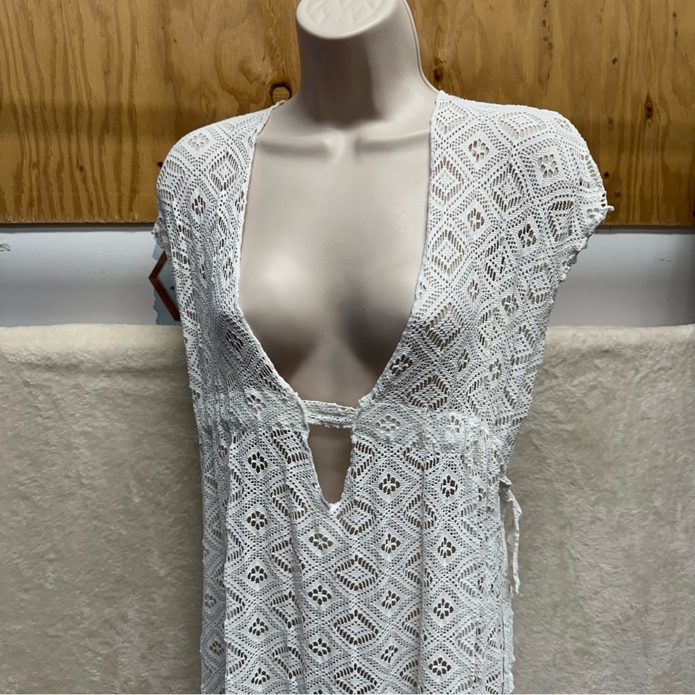 Becca Rebecca Virtue women’s swim cover up dress white lace size XS-S beach - Picture 5 of 7